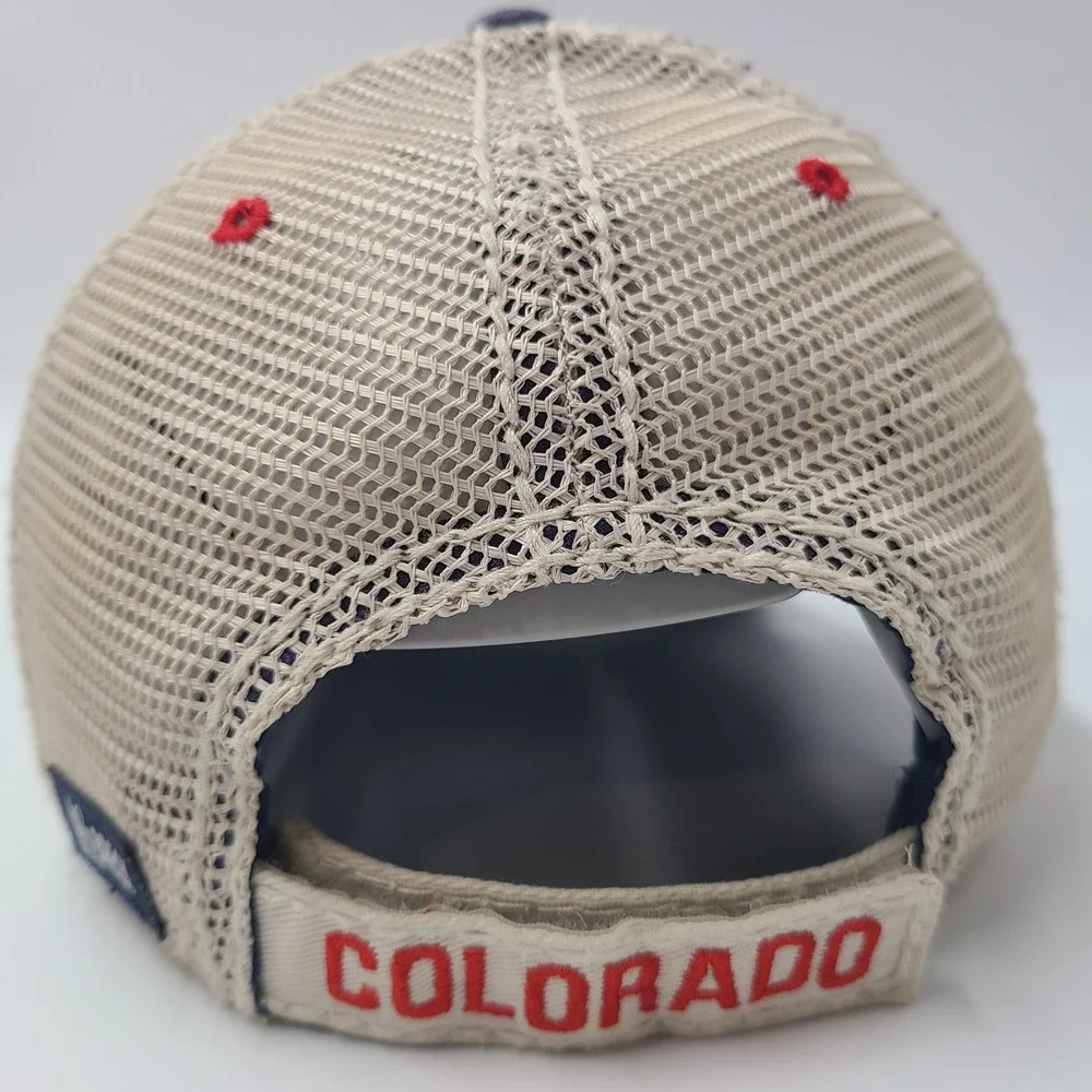 Breckenridge Hat Adjustable Trucker Mesh Blue Beige Red Colorado Breck Ski Men